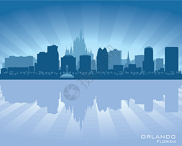 奥兰多 佛罗里达州天际线 城市周光建筑学旅行蓝色地标天空建筑市中心插图日落景观图片