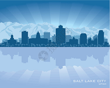 犹他州盐湖城 犹他州天线城市环光灯插图海岸景观市中心反射刮刀天空摩天大楼日落地标图片