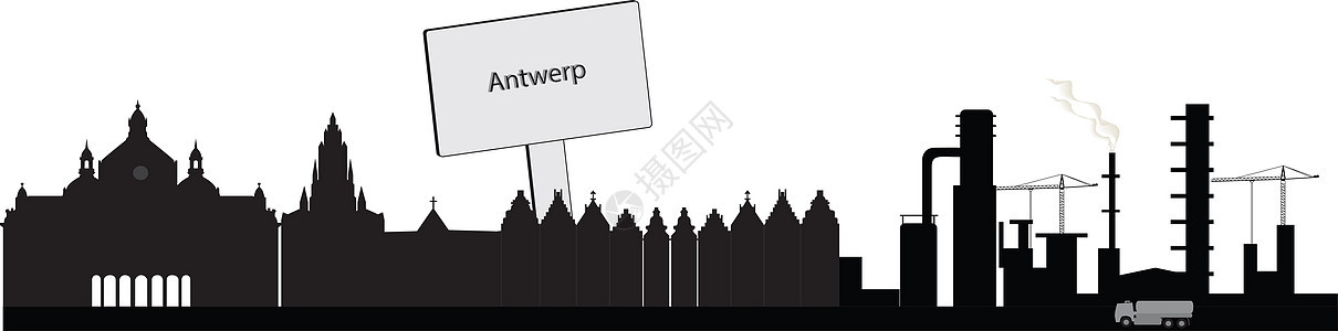 安特卫普belgium天线城市生活白色结构场景黑色酒店景观建筑摩天大楼插图图片