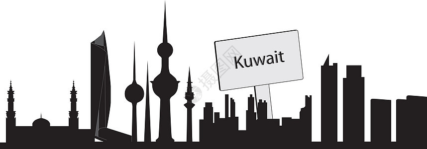 科威特天线天空场景酒店插图摩天大楼景观全景游客风景股票图片