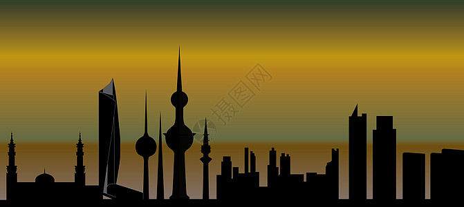 科威特天线宗教旅游插图城市场景地平线全景麝香海湾风景图片