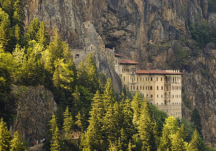 苏梅拉修道院建筑宗教旅行热情教会旅游旅游者岩石建筑学地标背景图片