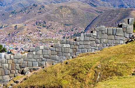 秘鲁寺庙石头旅行地标历史纪念碑岩石王国废墟石灰石图片
