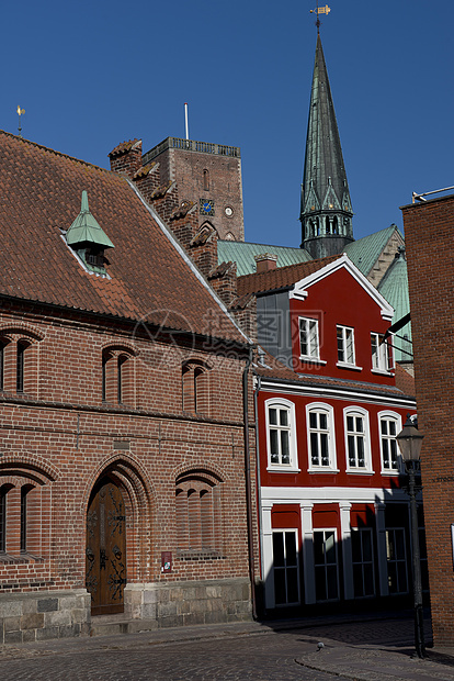 丹麦里贝市风景城市景观长老历史性首都路面房子大教堂建筑学教会图片