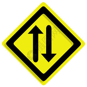 白色背景的流量注意力黄色小路缠绕风险框架交通按钮路标标签图片