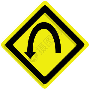白色背景的边框流量招牌路标黄色风险夹子插图曲线驾驶框架标签图片