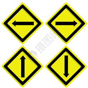 白色背景的流量按钮路标危险小路招牌曲线黄色风险注意力警告图片