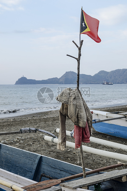 渔船东面三角旗钓鱼海滩旅行海岸线旗帜海岸图片