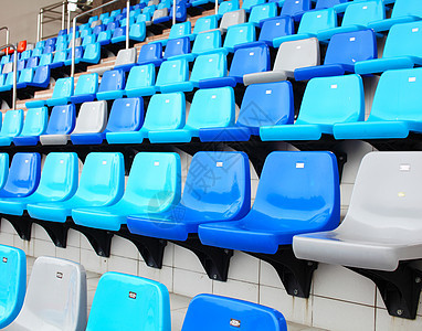 体育场的座位竞赛竞技场运动场场地塑料观众席蓝色空白楼梯运动图片