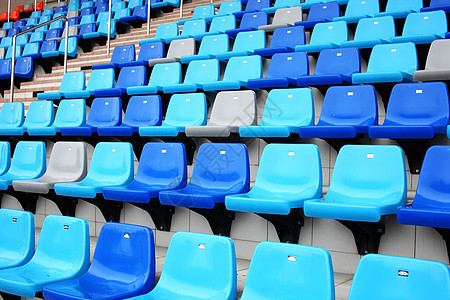 体育场观众席观众会场蓝色竞赛竞技场塑料空白楼梯座位运动图片
