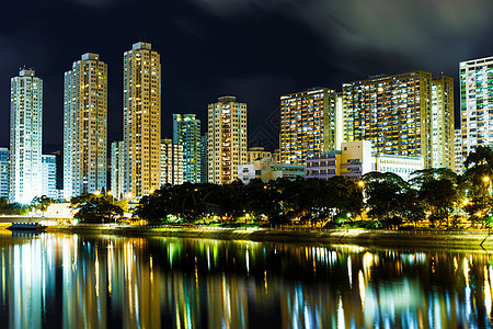夜里在香港沙丁城市居所公寓楼景观住房住宅房屋公寓天际建筑图片