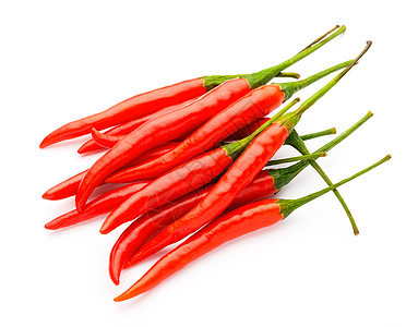 白色背景上孤立的红胡椒食物蔬菜香肠绿色味道红色美食图片