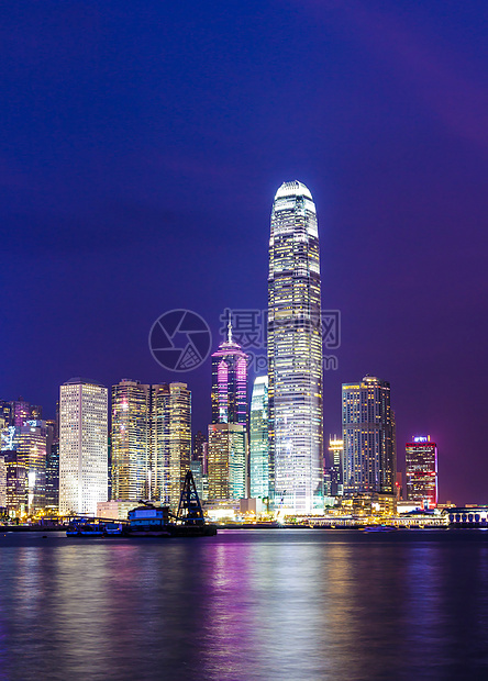 香港市晚上港口场景景观市中心办公室摩天大楼城市商业建筑天际图片