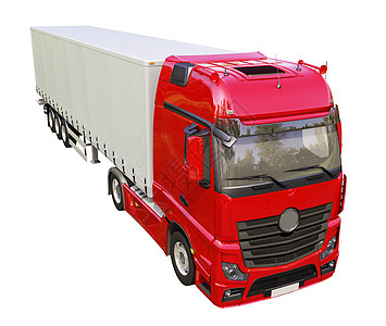 孤立的半拖车卡车加载载体货运提单输送船运钻机送货运输商用车图片