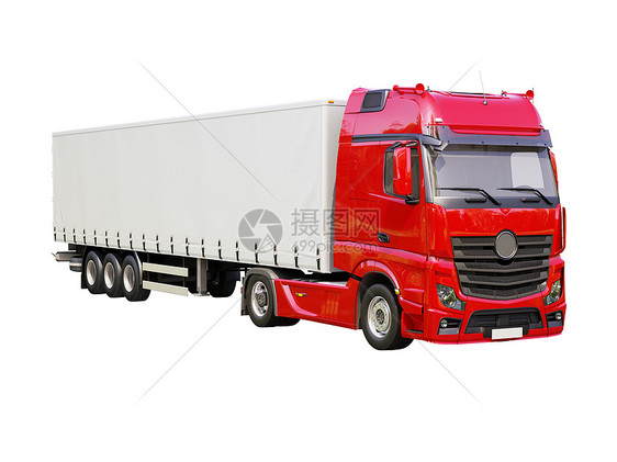 孤立的半拖车卡车载体货车货运加载牵引交通运输车辆送货商业图片