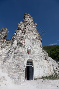 Divnogorsky洞穴 神圣的乌斯彭斯科姆人修道院教会粉笔装饰男人建筑旅游太阳能金子建筑学文化图片