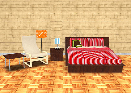 现代床居室寝具装饰建筑学桌子奢华地面住宅房间家具公寓图片