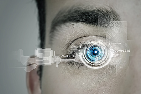 眼的识别鉴别扫描电脑密码安全身份技术蓝色数据代码图片