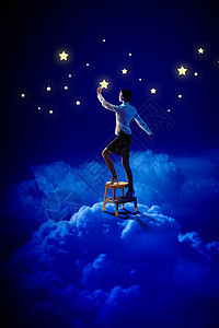 女性照明星紫色天空衬衫蓝色绘画星星微笑门户网站星座梯子图片
