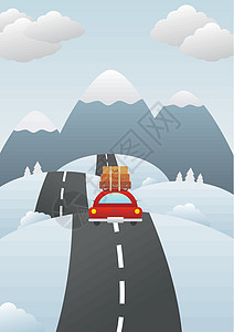 冬季风景 车在路上图片