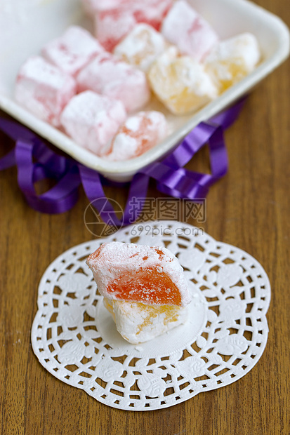 土耳其人喜悦拉哈特罗库姆榛子美食立方体食物文化异国沙漠甜点粉末美味图片