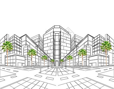 建筑施工两点的两点角度透视工程师城市工作商业草图建造业绘画项目建筑师图片