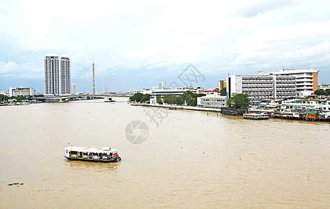 曼谷市与Chao Phraya河的空中透视地标旅行交通建筑学旅游运输首都城市景观天空图片