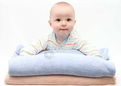 美丽的婴儿生活眼睛卫生孩子微笑童年工作室儿子毯子新生图片