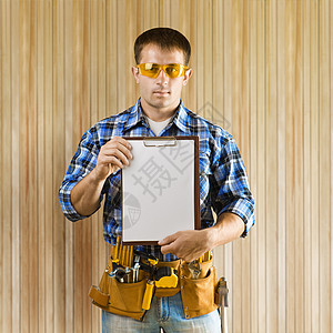 工人持有剪贴板人类木工建造业统治者承包商测量工地体力劳动者木板工程师图片