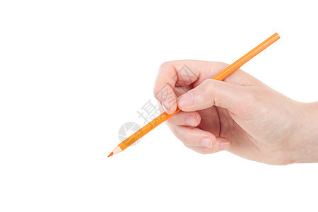 白手与橙色铅笔图片