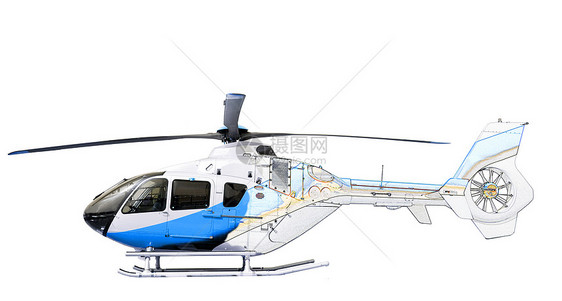 蓝直升机航空菜刀空气引擎蓝色旅行翅膀白色救援车辆图片