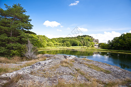 瑞典的景观天空群岛岩石岛屿花岗岩树木图片