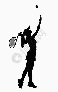 网球拍打女人的轮廓 服务图片
