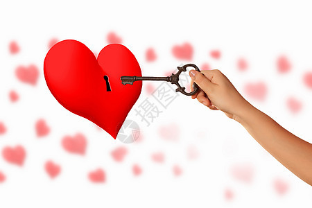 心脏关键键金子追随者浪漫爱慕者金属红色安全古董婚姻锁孔图片