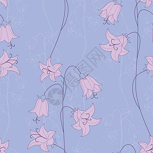 天花无缝草图花束美丽紫色蓝色艺术季节婚礼植物群插图图片