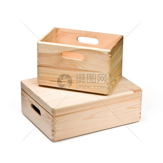 2个空木制木箱仓库货运白色出口货物商品木材包装空白棕色图片