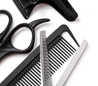 剪刀美容师工具头发黑色剪子造型师理发沙龙发型宏观图片