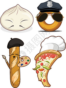 美食套餐 - 中式包子 法式面包 薄饼师傅及警察甜甜圈图片