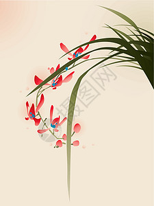 东方风格的绘画 红兰花花图片