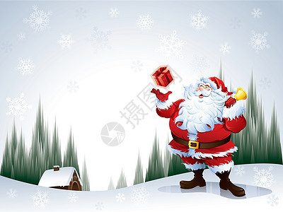 圣诞老人雪花喜悦礼物盒卡通片绘画插图圣诞礼物图片
