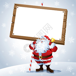 持有空白标志的圣诞老人白色沟通绘画红色插图木头广告牌教育图片