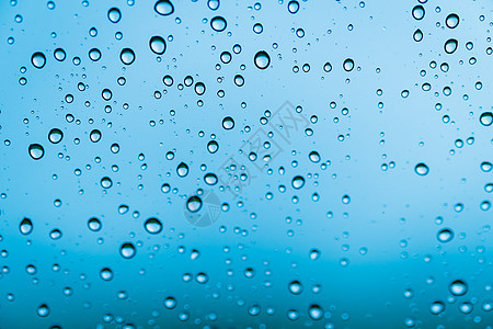 玻璃上水滴墙纸雨滴气泡液体蓝色镜子图片