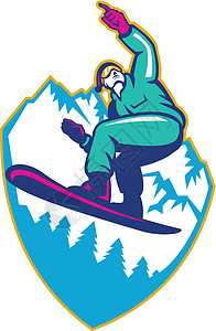 拥有雪板的滑雪运动员图片