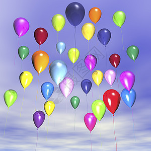 气球红色天空飞行蓝色玩具黄色空气粉色插图绿色图片