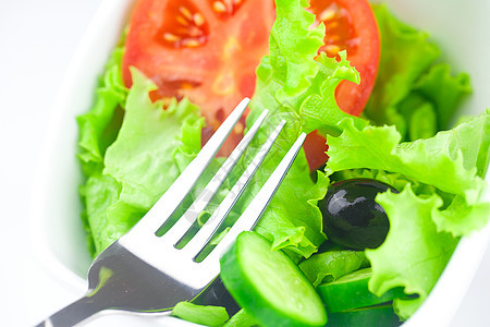 叉子 黑橄榄 小菜 番茄 黄瓜和胡椒蔬菜食物盘子午餐叶子草药小吃饮食沙拉图片