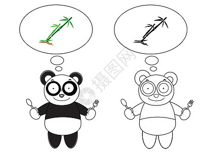 用竹子做的卡通熊猫野生动物插图动物哺乳动物婴儿黑色白色艺术动物园荒野图片