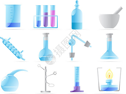 化学 la 的图标试管锥形瓶量筒化学品网络烧瓶界面实验室圆瓶砂浆图片