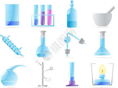 化学 la 的图标试管锥形瓶量筒化学品网络烧瓶界面实验室圆瓶砂浆图片