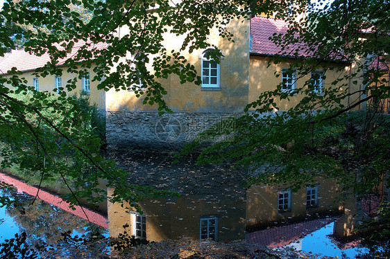 霍特斯图肯布洛克城堡心电图观光旅游池塘反射动态图片