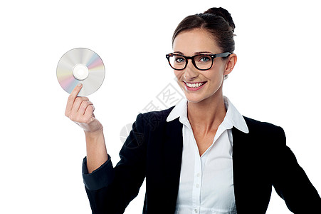 持有CD的有色光谱的商业妇女图片